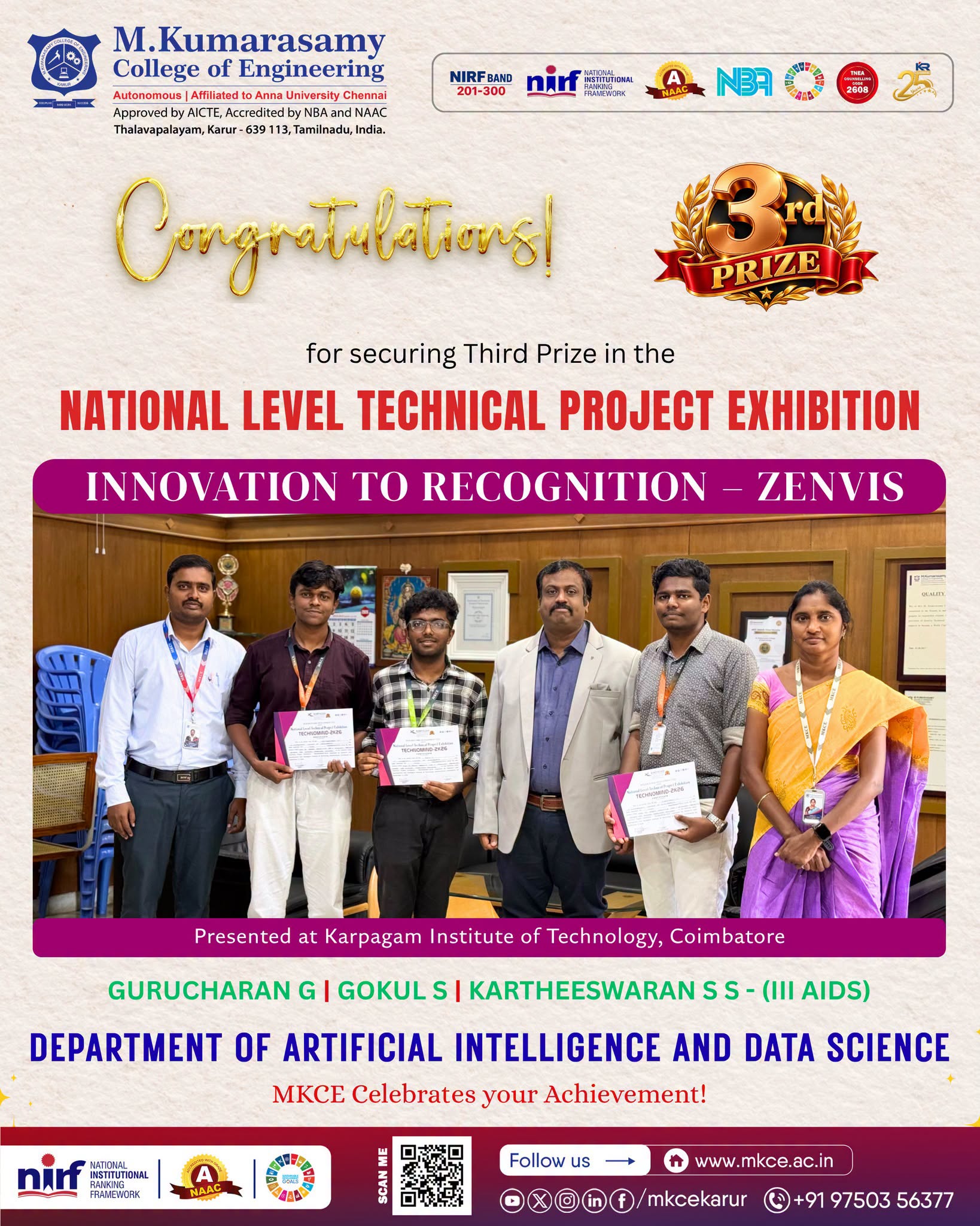 INNOVATION TO RECOGNITION! | ZENVIS – NATIONAL LEVEL ACHIEVEMENT 